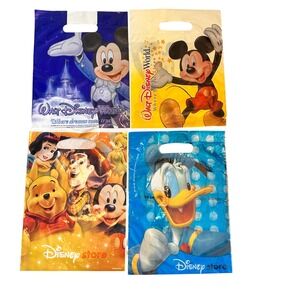 Disney Store Walt Disney World Plastic Shopping Bag Lot Mickey Donald 4pc B